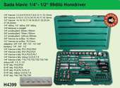 sada hlavic 1/4",3/8",1/2" HONIDRIVER 99 dílů H4399